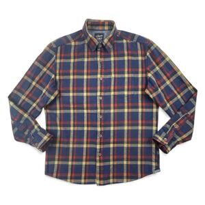 Grayers Heritage Flannel Shirt Mens Large Blue Red Plaid 100% Cotton Button Up